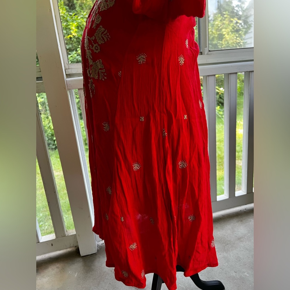 Free People Red Sweet Tennessee Mini Embroidered Women's Dress with pockets - Picture 4 of 11